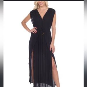 Raviya Front Slit Cover-Up Dress black